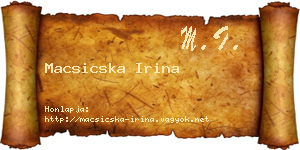 Macsicska Irina névjegykártya